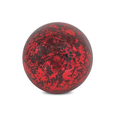 HomeRoots 6" Red Paper Mache Hand Painted Orb Decorative Orb