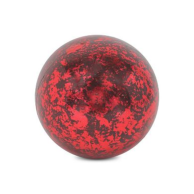 HomeRoots 6" Red Paper Mache Hand Painted Orb Decorative Orb