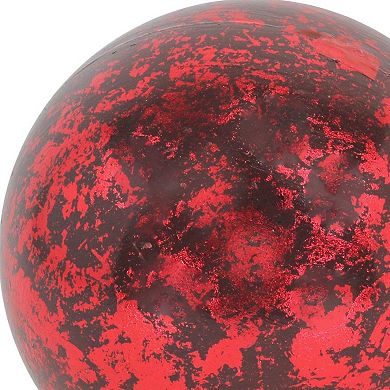 HomeRoots 6" Red Paper Mache Hand Painted Orb Decorative Orb