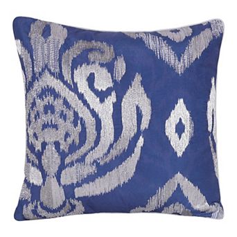 HomeRoots 20" X 20" Blue Geometric Polyester Zippered Pillow With Beads
