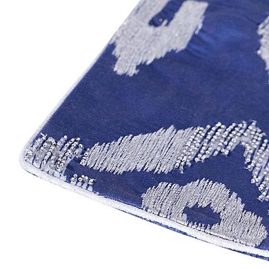 HomeRoots 20" X 20" Blue Geometric Polyester Zippered Pillow With Beads