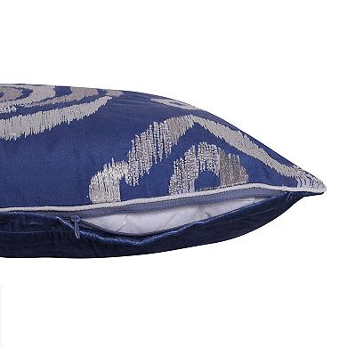 HomeRoots 20" X 20" Blue Geometric Polyester Zippered Pillow With Beads