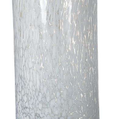 HomeRoots 12" Opal Swirl Art Glass Cylinder Table Vase
