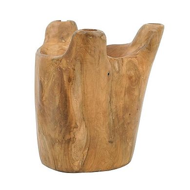 HomeRoots 8" Natural Round Solid Wood Table Vase