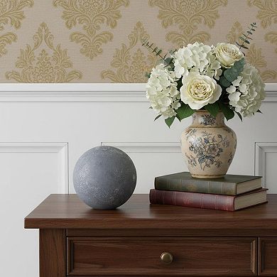 HomeRoots 6" Silver Paper Mache Hand Painted Orb Decorative Orb