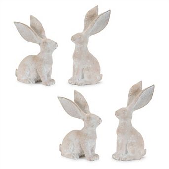 HomeRoots Set of Four Beige Resin Bunny Rabbit Figurines