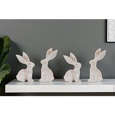 HomeRoots Set of Four Beige Resin Bunny Rabbit Figurines