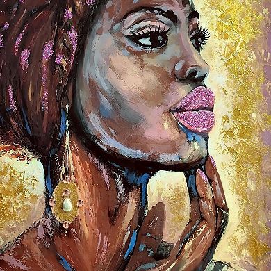 HomeRoots 39" x 30" African Profile Floater Frame Canvas Wall Art