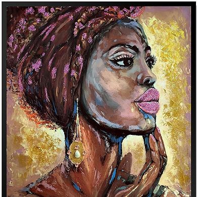 HomeRoots 39" x 30" African Profile Floater Frame Canvas Wall Art