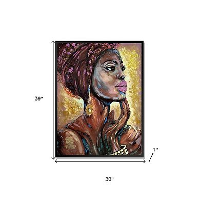 HomeRoots 39" x 30" African Profile Floater Frame Canvas Wall Art
