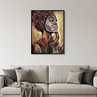 HomeRoots 39" x 30" African Profile Floater Frame Canvas Wall Art