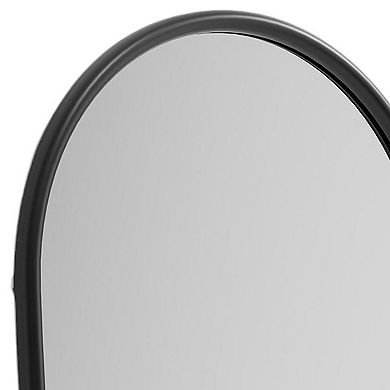 HomeRoots 71" Black Solid Wood Arch Freestanding Framed Full Length Mirror