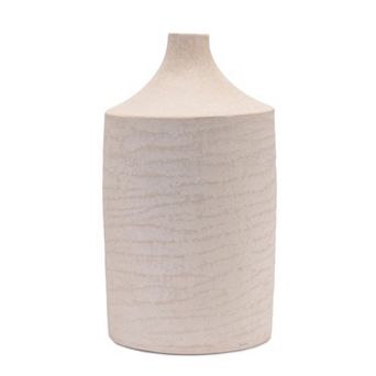 HomeRoots 18" Beige Recycled Paper Cylinder Jug Floor Vase