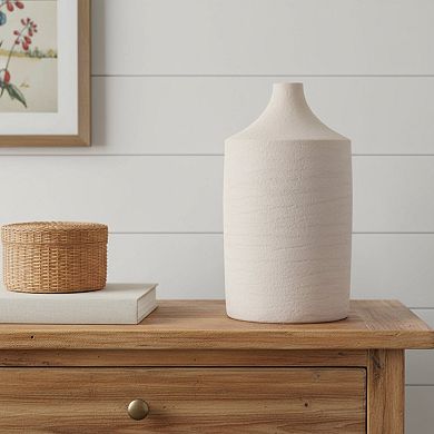 HomeRoots 18" Beige Recycled Paper Cylinder Jug Floor Vase