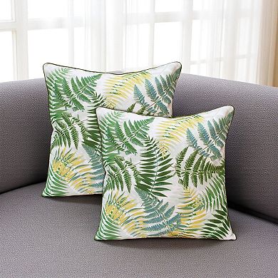 HomeRoots Set of Two 20" Green and Yellow Throw Pillows
