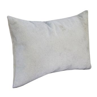 HomeRoots 16" X 24" Ivory Faux Leather Zippered Pillow