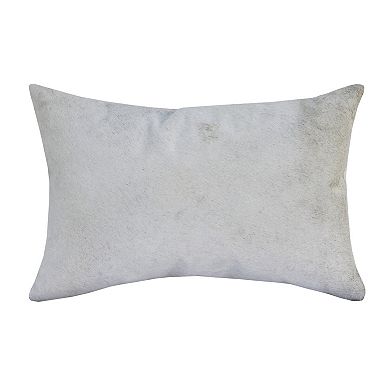 HomeRoots 16" X 24" Ivory Faux Leather Zippered Pillow