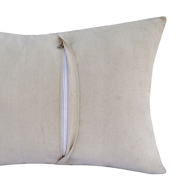 HomeRoots 16" X 24" Ivory Faux Leather Zippered Pillow