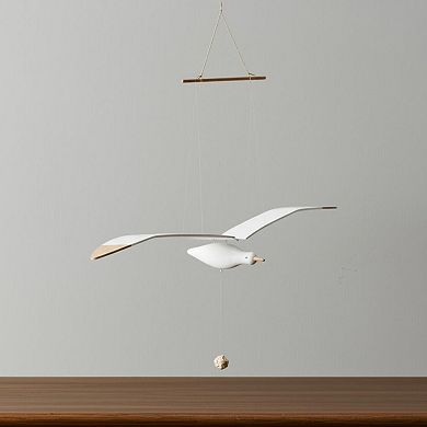 HomeRoots 37" White And Natural Hanging Seagull Decorative Sculpture