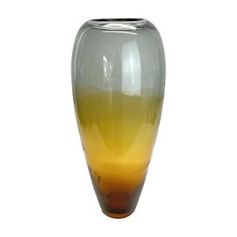 HomeRoots 19" Clear And Brown Ombre Glass Table Vase