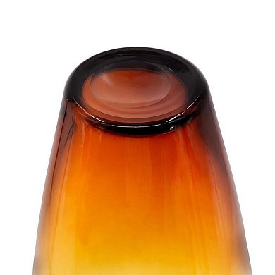 HomeRoots 19" Clear And Brown Ombre Glass Table Vase