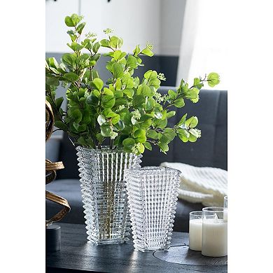HomeRoots 11" Clear Geometric Glass Table Vase