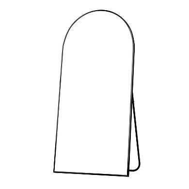 HomeRoots 71" Black Metal Arch Freestanding Framed Full Length Mirror