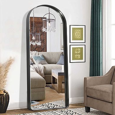 HomeRoots 71" Black Metal Arch Freestanding Framed Full Length Mirror