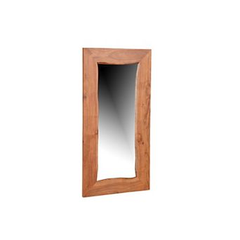 HomeRoots 24" Brown Solid Wood Live Edge Freestanding and Wall Mount Accent Mirror