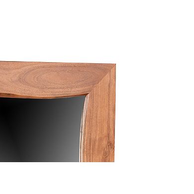 HomeRoots 24" Brown Solid Wood Live Edge Freestanding and Wall Mount Accent Mirror