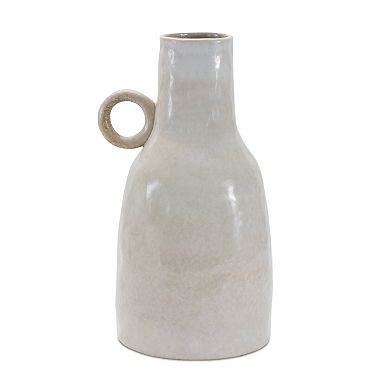 HomeRoots 11" Gray And White Ceramic Round Table Vase