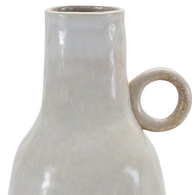 HomeRoots 11" Gray And White Ceramic Round Table Vase