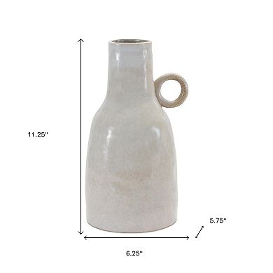 HomeRoots 11" Gray And White Ceramic Round Table Vase