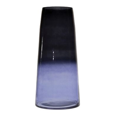 HomeRoots 13" Blue Ombre Glass Tapered Table Vase