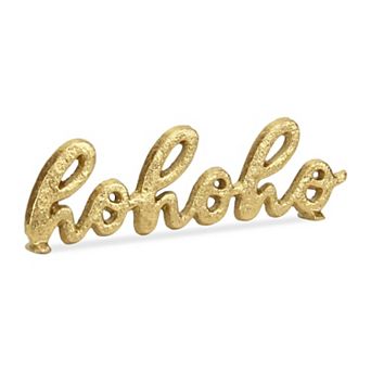 HomeRoots 9" Gold Cast Iron Christmas Tabletop Sign