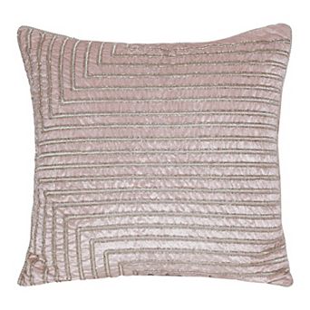 HomeRoots 20" X 20" Pink Geometric Polyester Zippered Pillow With Beads