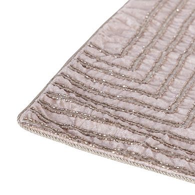 HomeRoots 20" X 20" Pink Geometric Polyester Zippered Pillow With Beads