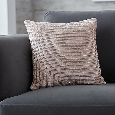 HomeRoots 20" X 20" Pink Geometric Polyester Zippered Pillow With Beads