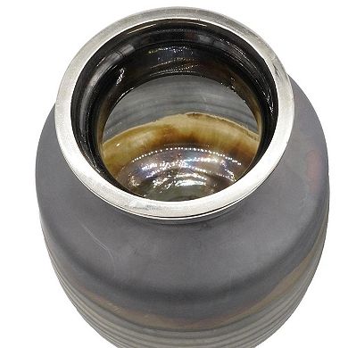 HomeRoots Set of Two Black And Gray Abstract Glass Round Table Vases