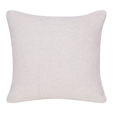 HomeRoots 20" X 20" Blue and Off White Braided Cotton Zippered Pillow With Fringe