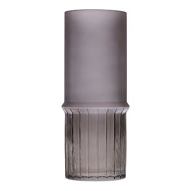 HomeRoots Set of Two Gray Glass Cylinder Table Vases