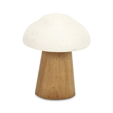 HomeRoots 5" Brown And White Wood Hand Painted Tabletop Sculpture