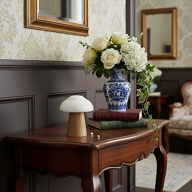 HomeRoots 5" Brown And White Wood Hand Painted Tabletop Sculpture