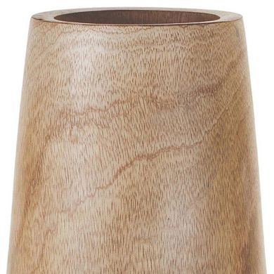 HomeRoots 15" Natural Wood And Metal Cylinder Floor Vase