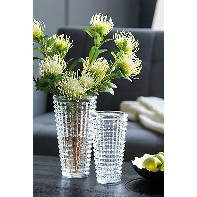 HomeRoots 11" Clear Round Glass Table Vase