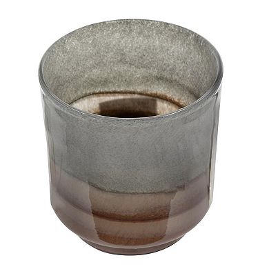 HomeRoots 9" Gray And Brown Ombre Glass Round Table Vase