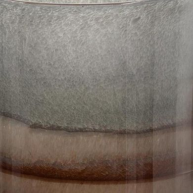 HomeRoots 9" Gray And Brown Ombre Glass Round Table Vase
