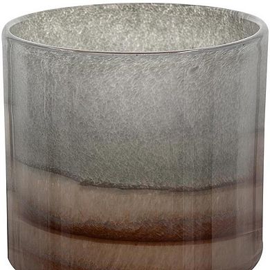 HomeRoots 9" Gray And Brown Ombre Glass Round Table Vase