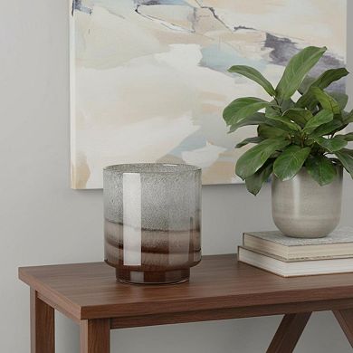 HomeRoots 9" Gray And Brown Ombre Glass Round Table Vase