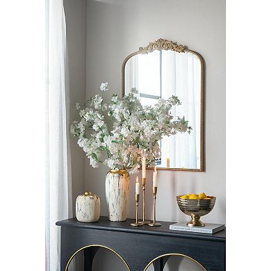 HomeRoots 14" Gray Ivory And Gold Modern Abstract Ceramic Table Vase